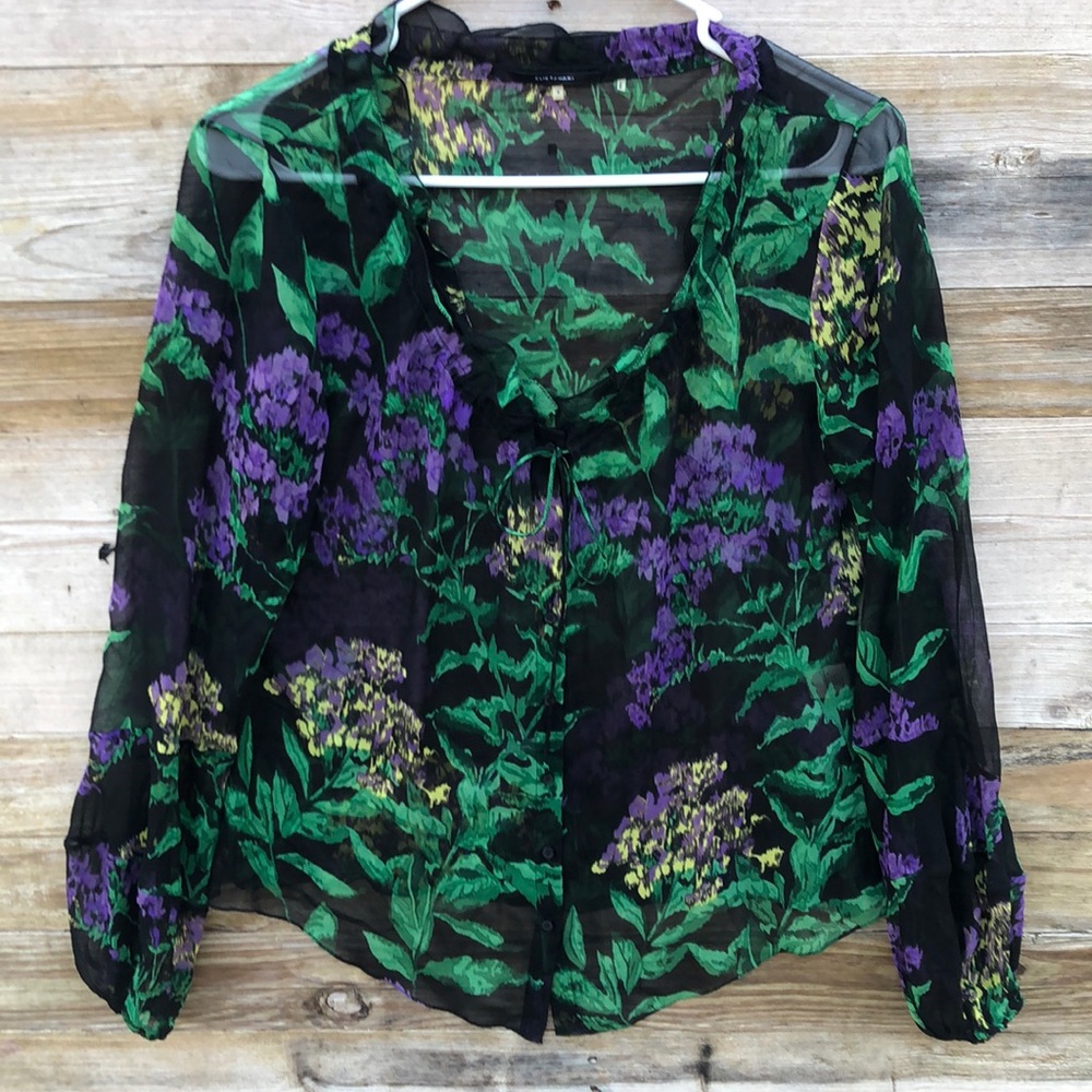 Elie Tahari | Floral Silk Button Down Blouse Small